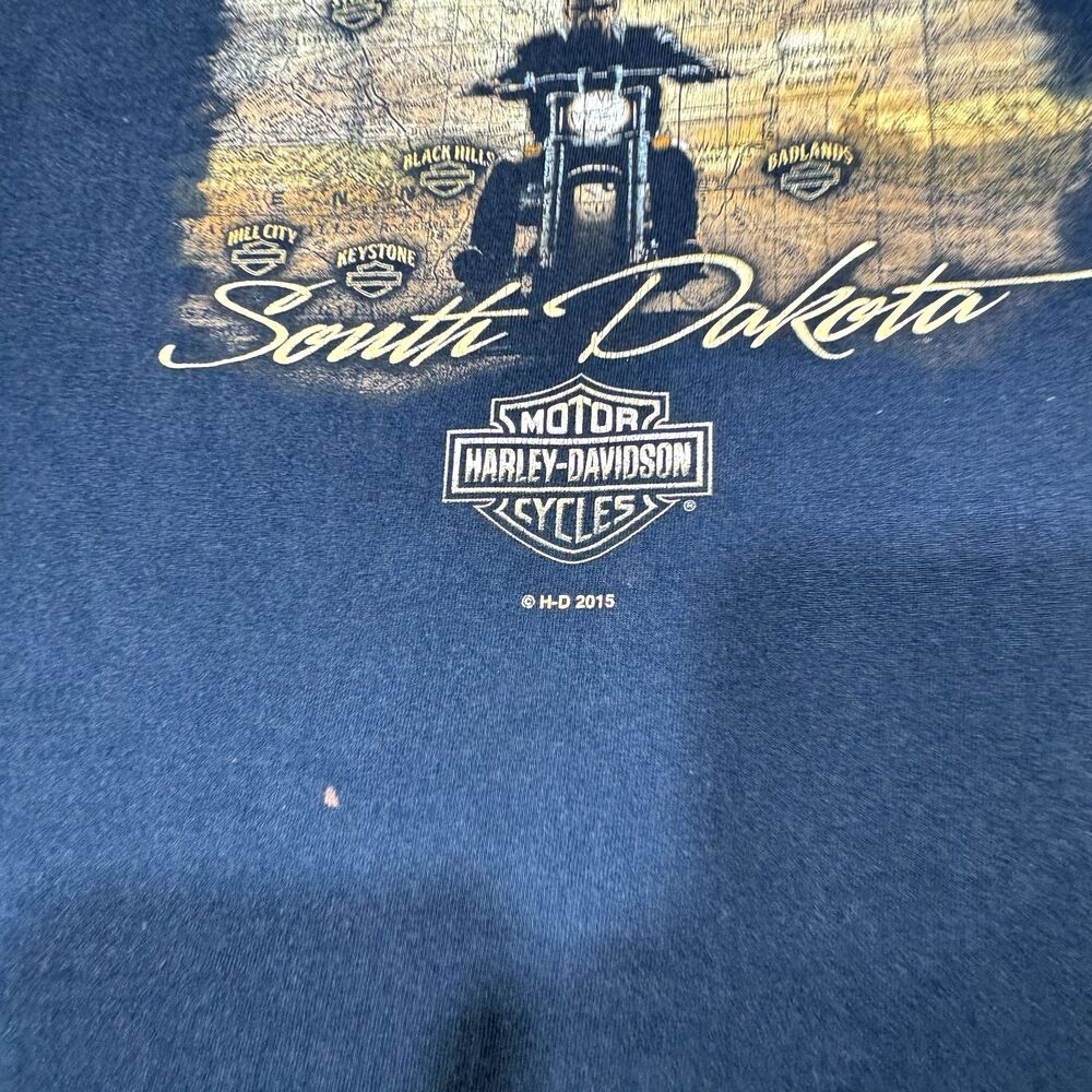 Harley Davidson Shirt Men Extra Large Blue Cut Off Sturgis Bravado Genuine Biker - Picture 6 of 16